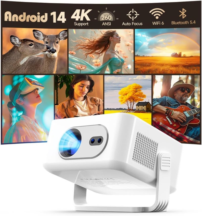 MAGCUBIC بروجيكتور ذكي 2026 بنظام أندرويد 14 يدعم 4K و 8K، بروجيكتور محمول مع واي فاي 6 وبلوتوث 5.4، تركيز تلقائي وتصحيح عمودي، قابل للدوران 180°، بروجيكتور ميني للاستخدام الخارجي في المنزل HY300Max - Image 1